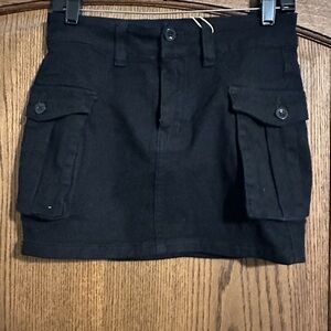 Black Cargo Mini Skirt